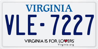 VA license plate VLE7227