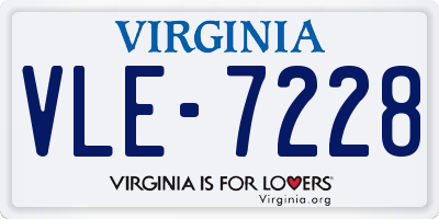 VA license plate VLE7228