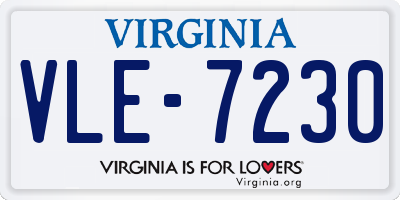 VA license plate VLE7230