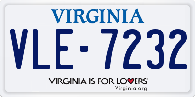 VA license plate VLE7232