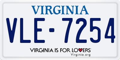 VA license plate VLE7254