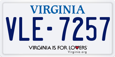 VA license plate VLE7257