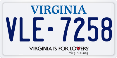 VA license plate VLE7258