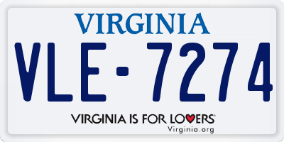 VA license plate VLE7274