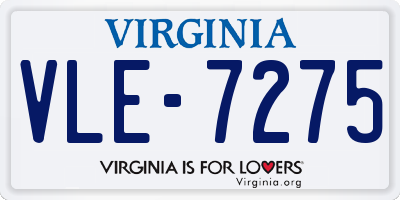 VA license plate VLE7275