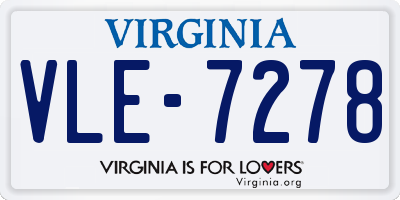 VA license plate VLE7278