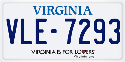 VA license plate VLE7293