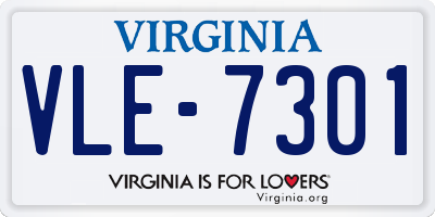 VA license plate VLE7301