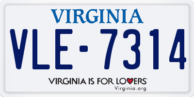 VA license plate VLE7314