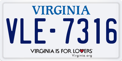 VA license plate VLE7316