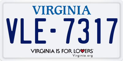 VA license plate VLE7317