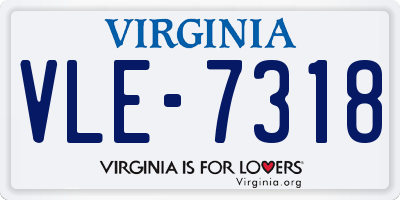 VA license plate VLE7318