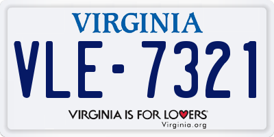 VA license plate VLE7321