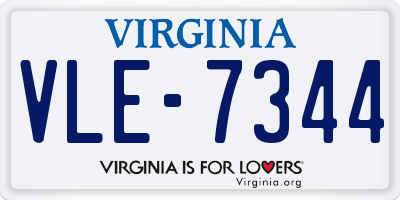 VA license plate VLE7344