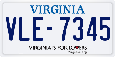 VA license plate VLE7345