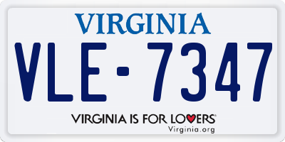 VA license plate VLE7347