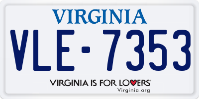 VA license plate VLE7353
