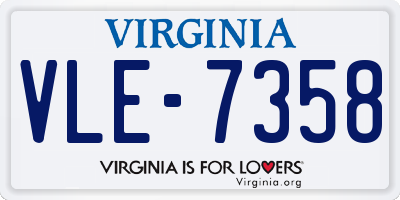VA license plate VLE7358
