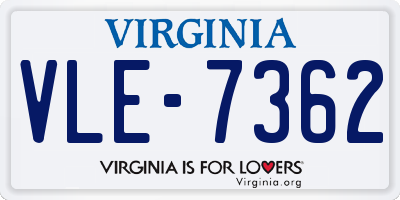 VA license plate VLE7362