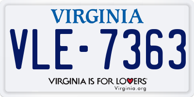 VA license plate VLE7363