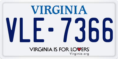 VA license plate VLE7366