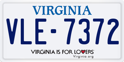 VA license plate VLE7372