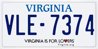 VA license plate VLE7374