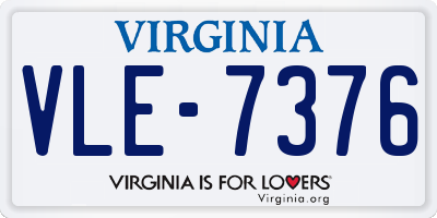 VA license plate VLE7376