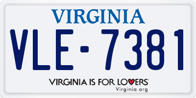 VA license plate VLE7381
