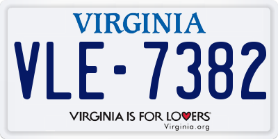 VA license plate VLE7382