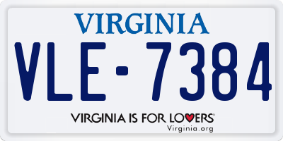 VA license plate VLE7384