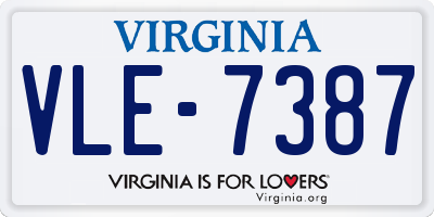 VA license plate VLE7387
