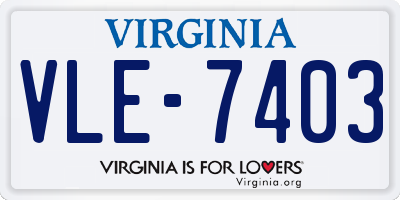 VA license plate VLE7403