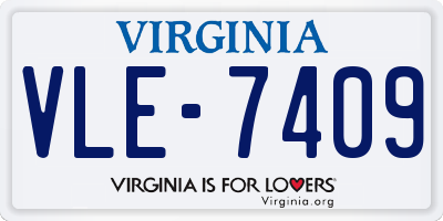 VA license plate VLE7409