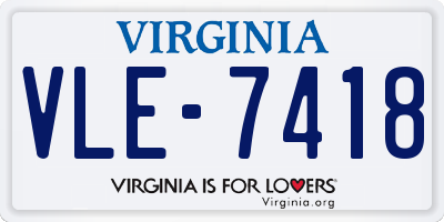 VA license plate VLE7418