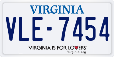 VA license plate VLE7454