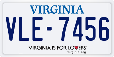VA license plate VLE7456