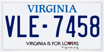 VA license plate VLE7458