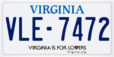 VA license plate VLE7472