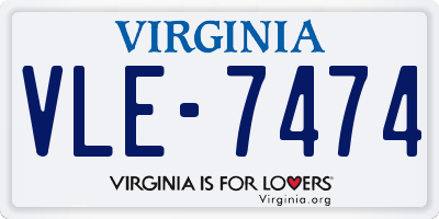 VA license plate VLE7474