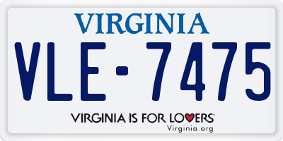 VA license plate VLE7475