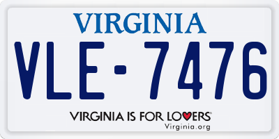 VA license plate VLE7476