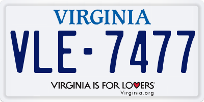 VA license plate VLE7477