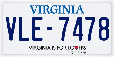 VA license plate VLE7478