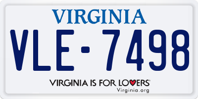 VA license plate VLE7498