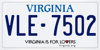 VA license plate VLE7502