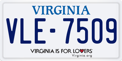 VA license plate VLE7509