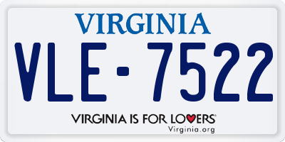 VA license plate VLE7522