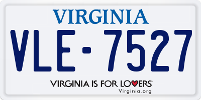 VA license plate VLE7527