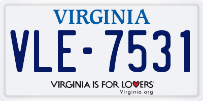 VA license plate VLE7531
